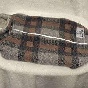 Barkley and Finn pink and gray Plaid Dog Coat